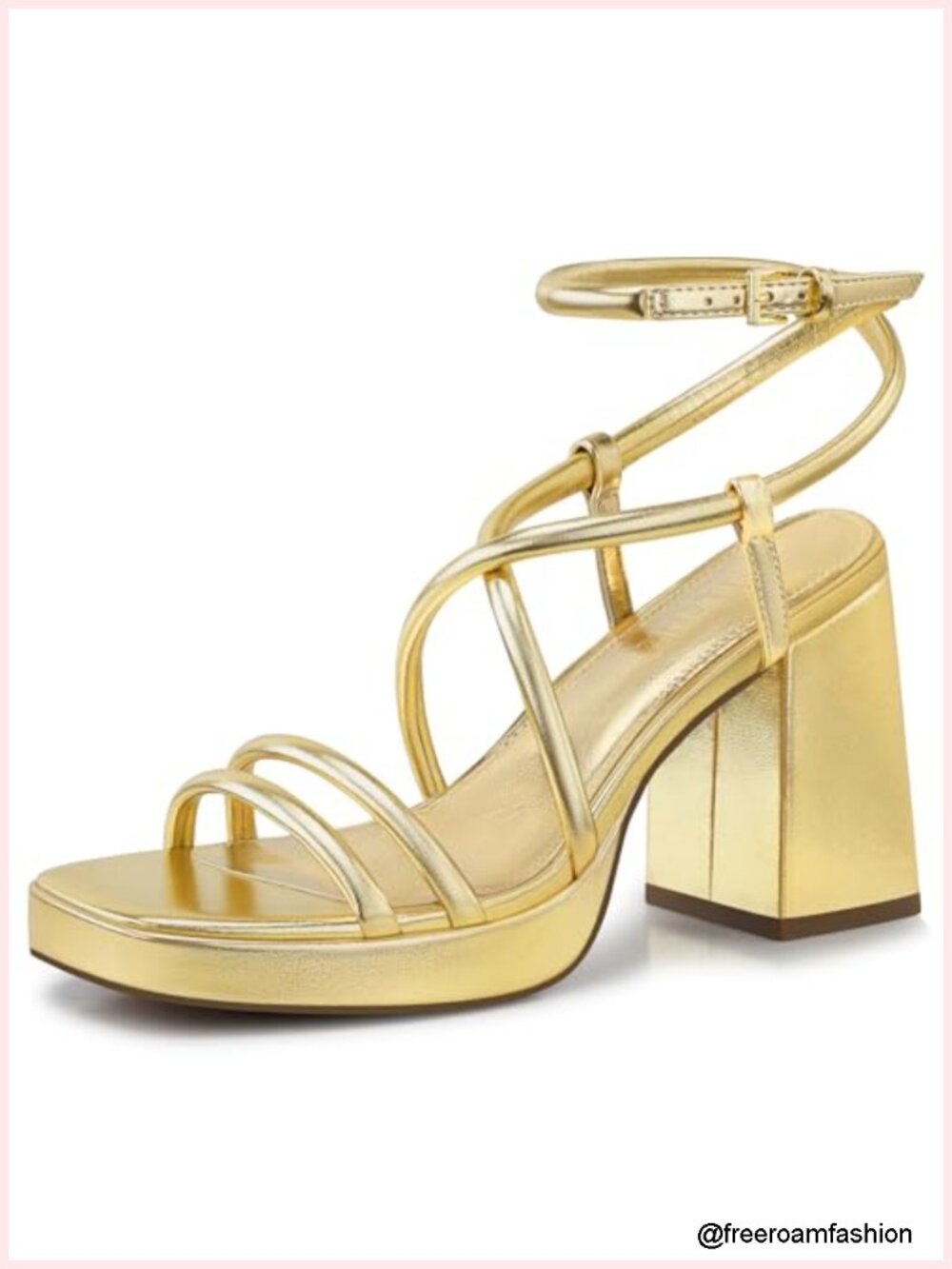 Strappy Chunky Platform Heels for Women, 3.9 Inch High Heel Sandals, Wedge